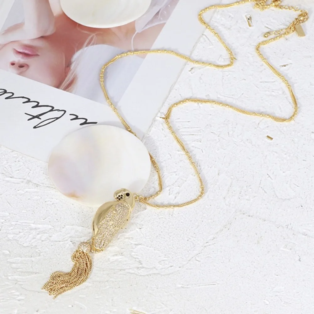 NWT Kate Spade Gold Toned Parrot Tassel Necklace - Picture 3 of 7